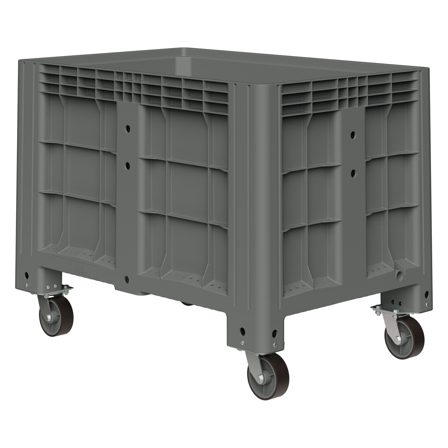 Большой контейнер 1200x800x920 мм iPlast iBOX светло-серый со сплошными стенками и дном, на колёсах 8-000000006