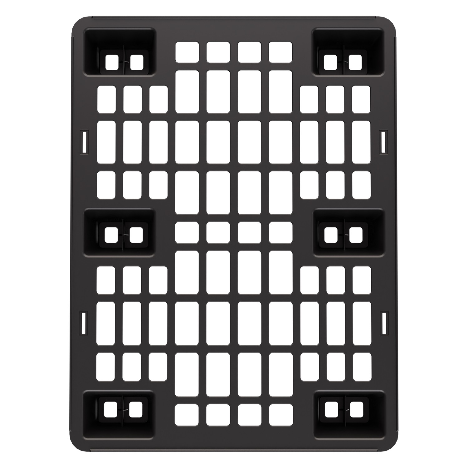 Пластиковый паллет 800x600x135 мм iPlast чёрный ЭКО перфорированный на ножках с бортиком 8-000000045