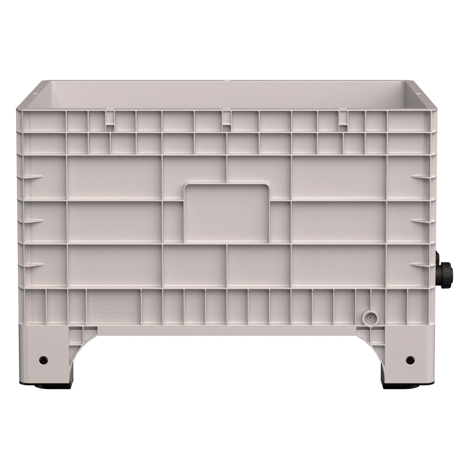 Большой контейнер 1020х640х675 мм iPlast iBOX светло-серый со сплош. стенками и дном, на ножках с краном 1 дюйм 8-000000225
